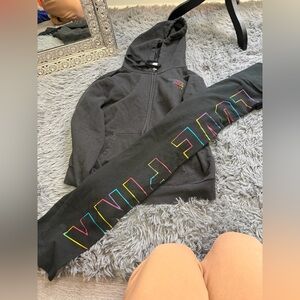 ⭐️VS PINK Black Hoodie and Leggings Set with Colorful Lettering